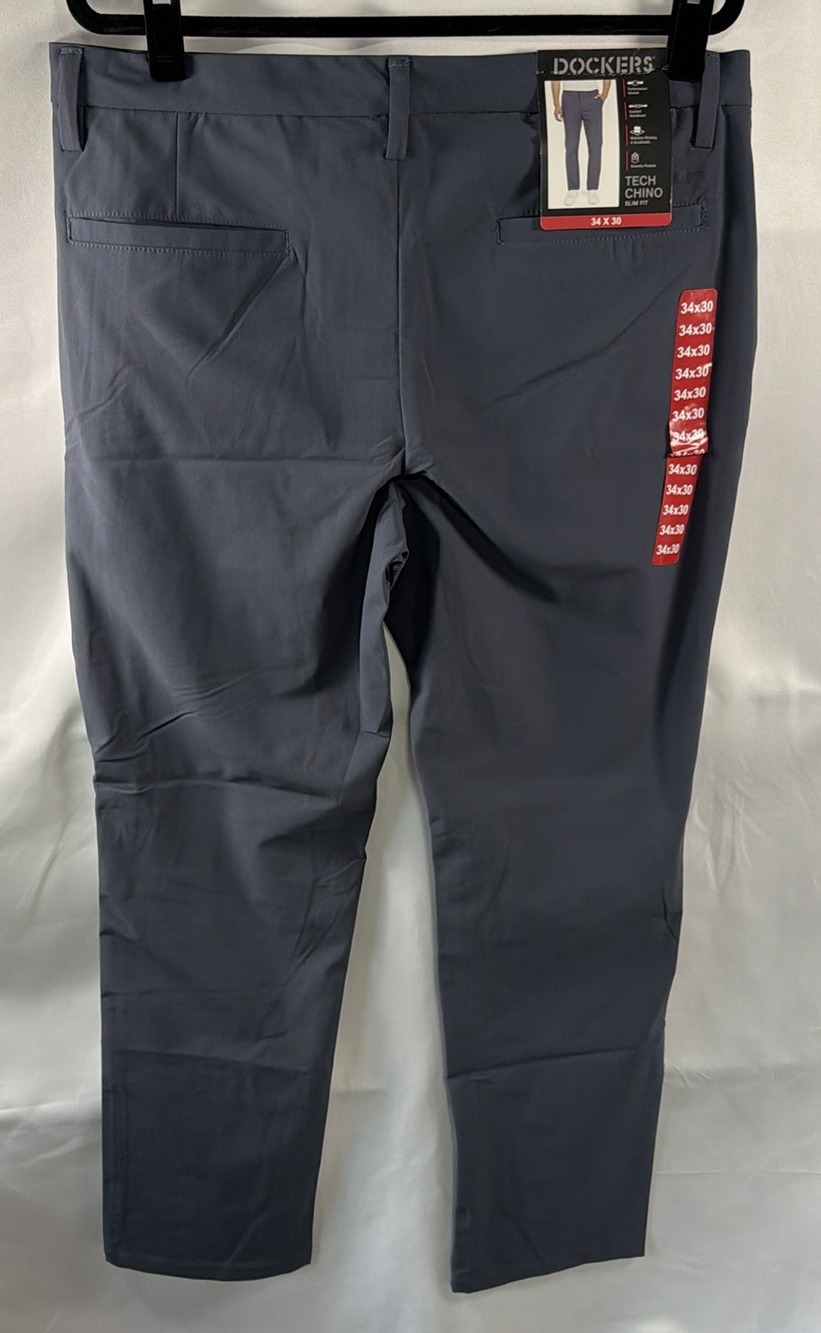 Dockers Men's Tech Chino Pants Size 34 x 30 Blue Stretch Golf Work Pants